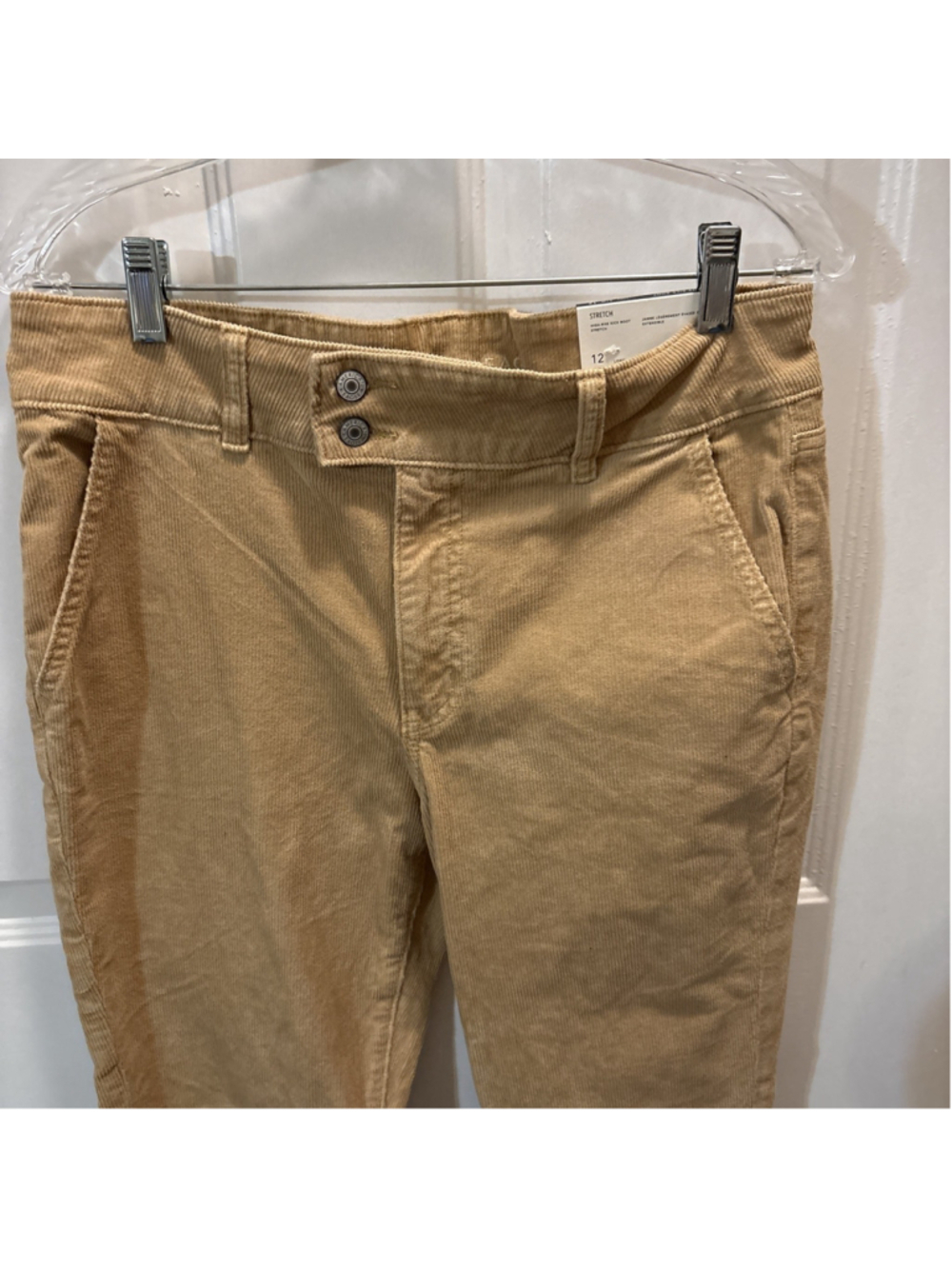 NWT American Eagle Khaki Stretch High Rise Corduroy Pants Womens Size 12 Long